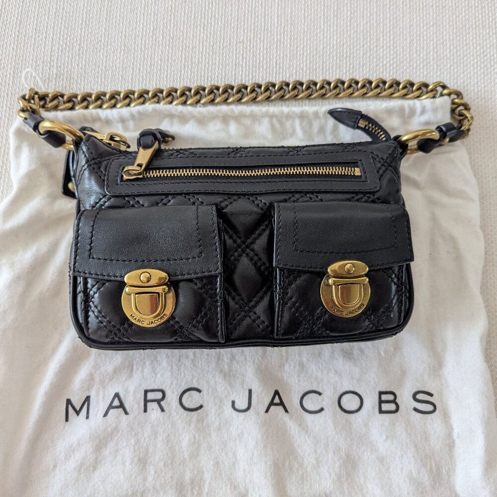 Marc Jacobs Black Quilted Leather Cammie Shoulder Bag